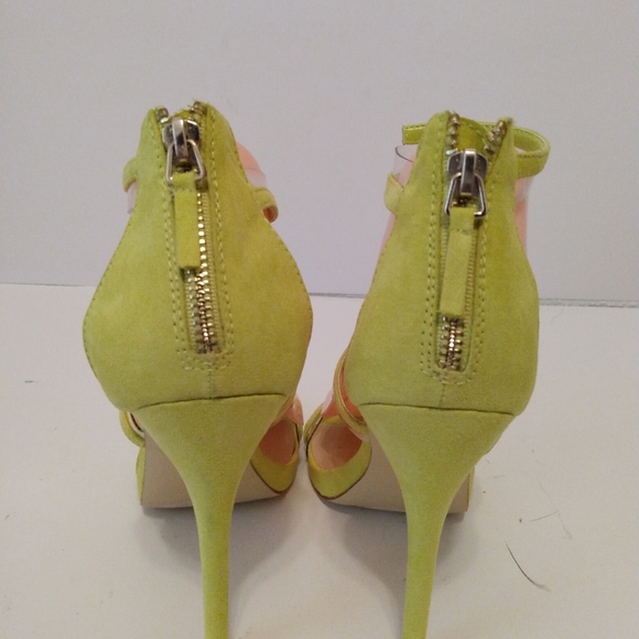 Shoe Dazzle Faux Suede Clear Strappy Zip 5" Heels sz 9 - Picture 4 of 10